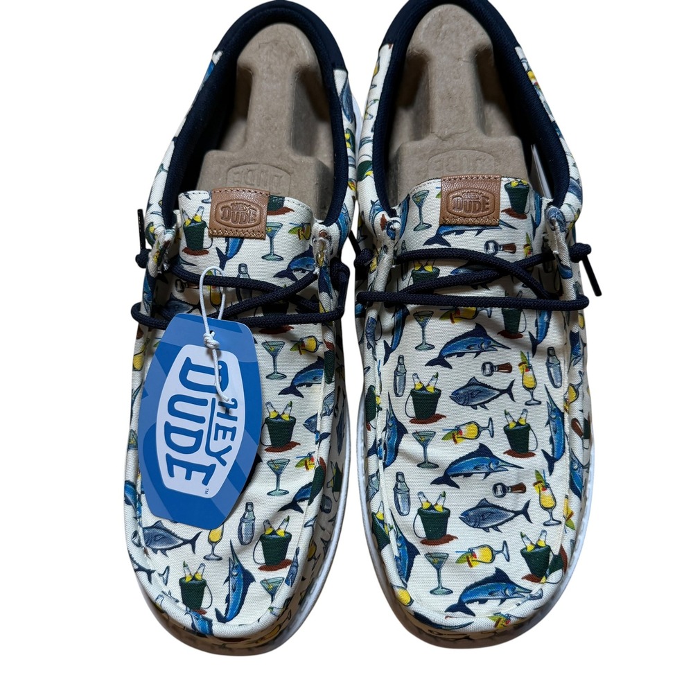 Heydude Wally Island Time Mens Size 14 Egret Multi New Fishing Slip On Shoes - Picture 3 of 6